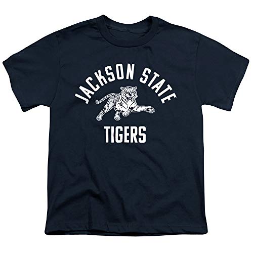 Jackson State University Official One Color Jsu Tigers Logo Unisex Youth T Shirt, Navy, Medium
