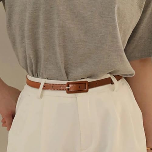 1pc Fashionable Women's Thin Belt With Square Head Needle Buckle Thin, Candy Color, Square Head Buckle Belt3