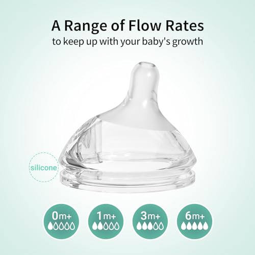 Image of PPSU Natural Baby Bottle for Newborn Breastfeeding Babies, Breast-Like, Anti-Colic, Extra Slow Flow Nipples (SS), 0 Months+, 4 oz, 2 Pack