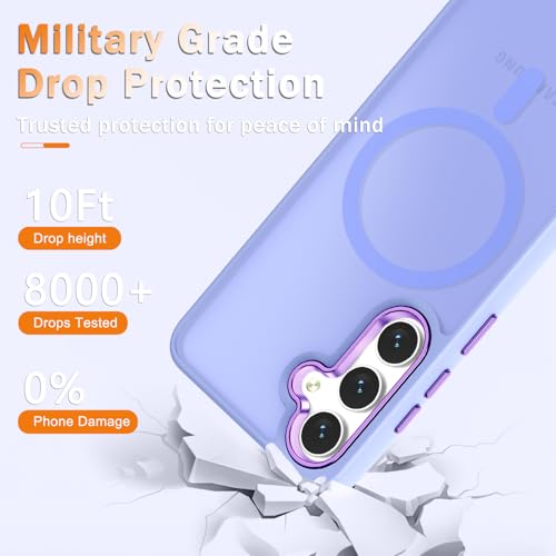 Image of for Samsung Galaxy S25 FE Case, Matte Magnetic Phone Case with 1 Screen Protector, Support for Magsafe, Translucent Frosted Shockproof Protective Cover for Samsung Galaxy S25 FE, Lavender Purple