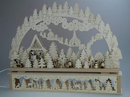 Preisvergleich Produktbild Erzgebirgischer Schwibbogen inkl. Erhöhung Gesamtmaß 72x50cm (BreitexHöhe) Artnr. AK727