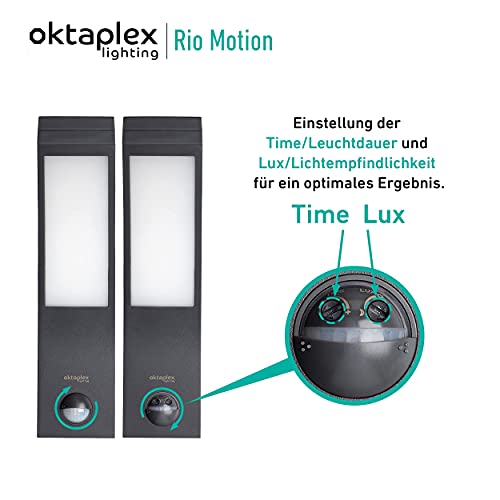 Rio Motion, Lampada Esterno LED con Sensore di Movimento, Applique da Parete Antracite 3000 K Bianco Caldo, Illuminazione per Esterni - Illuminazione - Immagine 2