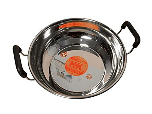 Image of Stainless Steel Kadhai for Daily Use (Induction Bottom) (Stainless Steel, 9 Inch)