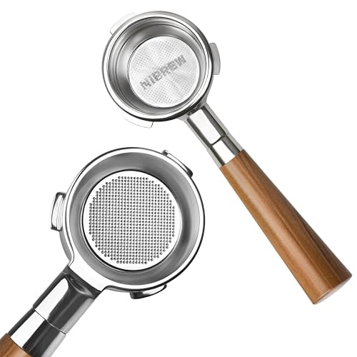 Image of HIBREW 58mm 3 Ear Bottomless Portafilter for H13 Coffee Machine - Stainless Steel with Rosewood Handle - Advanced Espresso Tool for Coffee Enthusiasts
