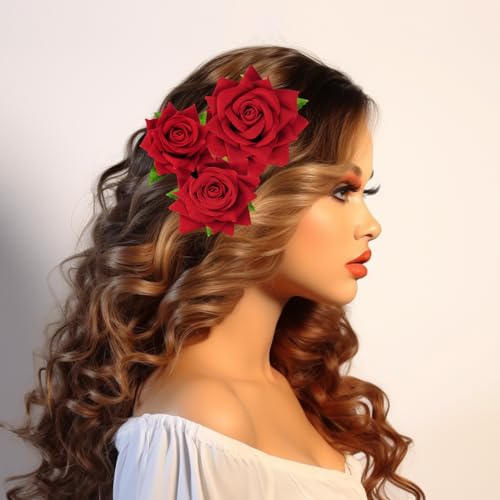 6 Pinzas para el cabello con flores de rosa Topbuti miniatura 6
