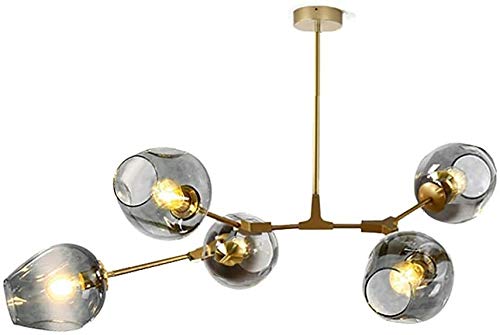 AMNOUR Chandelier E27 Nordic Glass Ball Chandelier Adjustable Height,Matte Black Sputnik Chandelier,E26 Metal Hand Blow Branches Pendant Light,79" Mid Century Globe Light Fixtures — image 1