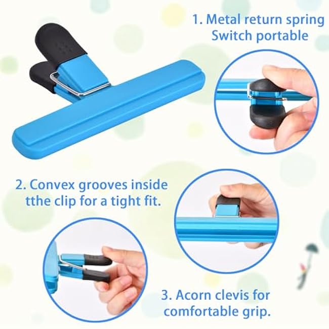 12 PCS Chip Clips Bag Clips Food Clips for Bags Sealing Clip Large Size Food Bag Clips for Food Storage Kitchen and Home£¨6.1in x4£¬3.07in x8£©