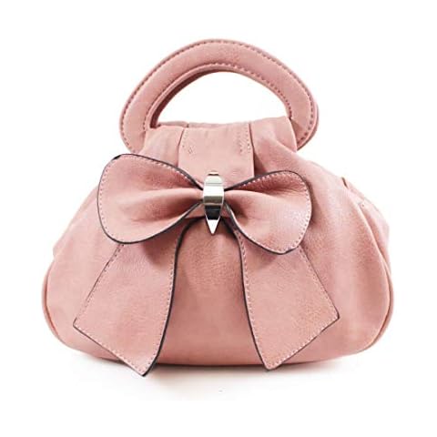 New Womens Designed casual chic Stylish Handbag Collection/Womens Bow Top Zip Pockets chic Small Bag (Pink) Cover