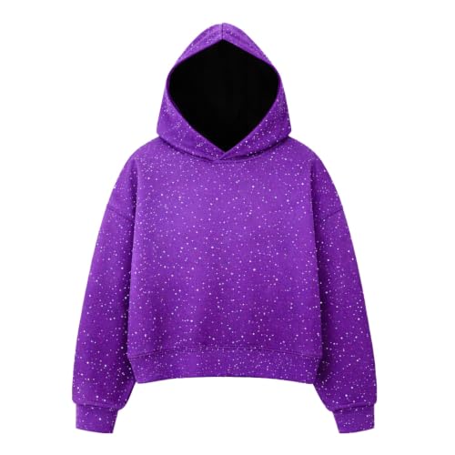 Rhinestone Hoodies Bling Sweatshirts With Pockets Glitter Top Fall Pullover - image 3