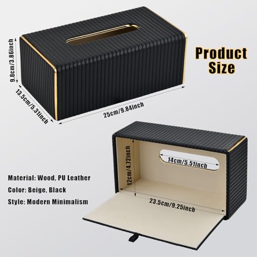 Ecofocet Leder Taschentücher Box, Kosmetiktücherbox, Rechteckig Taschentuchspender Halter, Kosmetiktücher Taschentücher Boxes, Serviette Tissue Box Holder für Esszimmer Kommode Badezimmer