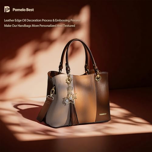Image of Pomelo Best Purses and Handbags for Women with Multiple Pockets, Leather Top Handle Satchel Fashion Tote Shoulder Bags Ladies