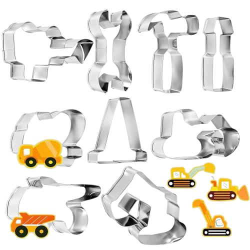 9 Stück Plätzchen Ausstecher aus Edelstahl, Plätzchen Ausstecher, Keksausstecher-Set, Ausstechformen Kinder, Ausstecher für Kekse und plätzchens, Konstruktion ausstechers, für Kinder Geburtstag Party