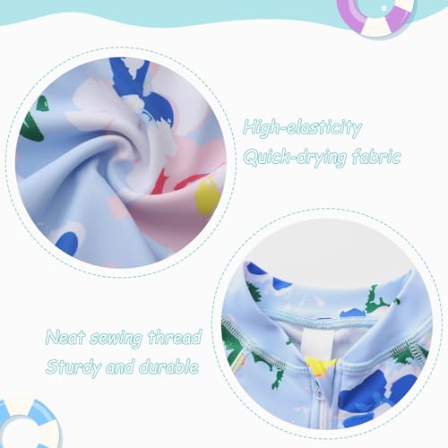 Image of Girls One Piece Swimsuits Rash Guard for Girl Long Sleeve Bathing Suits with Front Zipper Sun Protection Swimwear 3-16 Years