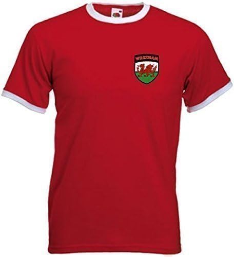 Wrexham FC Football Club Retro Style Red Football Soccer T-Shirt (Large)
