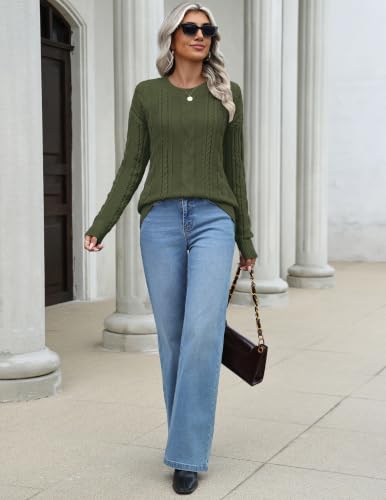 Zeagoo Women's Sweaters Trendy Basic Casual Crewneck Cable Knit Fall Tops - image 6