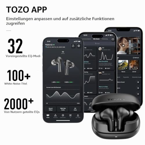 TOZO E2 Kabellose Bluetooth In-Ear Kopfhörer mit Tiefer Bass IOS & Android – Ansicht 5