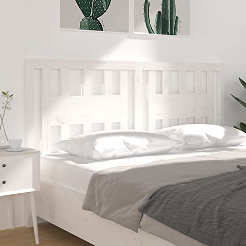 Tidyard Cabecero de Cama Blanco Madera Sólida de Pino, Sólido y Duradero, con Alta Calidad, Encanto Rústico, 146x4x100 cm