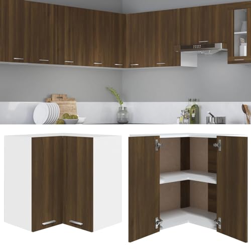 Xichuzi Armario Colgante Esquina, Armario Despensa, Armario Modular, Armario Colgar, Armario Escobero, Armarios Multiusos, Muebles Auxiliares, contrachapada marrón Roble 57x57x60cm