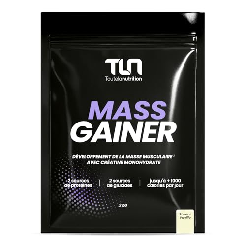 MASS GAINER | Gainer Prise de Masse Musculation | Créatine | +1200 kcal par jour | Protéines Whey & Caséine + Glucides Avoine & Maltodextrine + MCT | 20 Portions par...