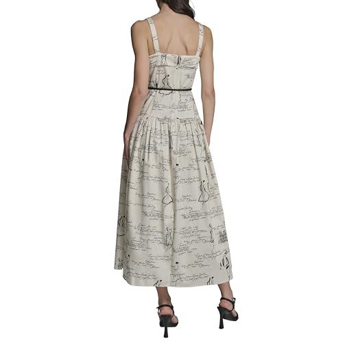 Image of Karl Lagerfeld Women's Sleeveless Square Neck Drope Waist Maxi Dress with Rope Belt