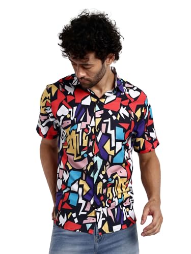 Image of GRECIILOOKS Men's Shirt - Summer Button Down Shirts || Half Sleeve Shirt for Man||Stylish Mens Casual Shirts||Formal and Comfort Rich Printed Shirt`s for Mens