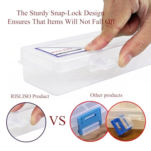 Image of Rectangular Paint Brush Storage Box for Artist Bainting Brushs,13in Portable Miniature Plastic Travel Stackable Flat Long PaintBrush Case Without Brushes,Set of 2 Pack
