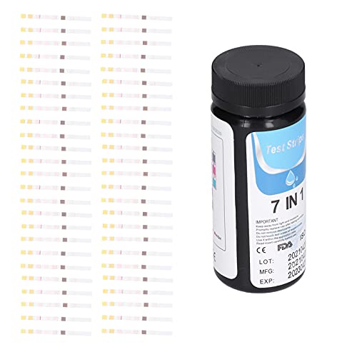 Baxnore 50pcs 7 en 1 Papel de prueba de calidad de agua Franja de prueba de pH multifuncional para piscina Acuario Profesional Profesional Kit de prueba rápida para acuarios Spa Ag