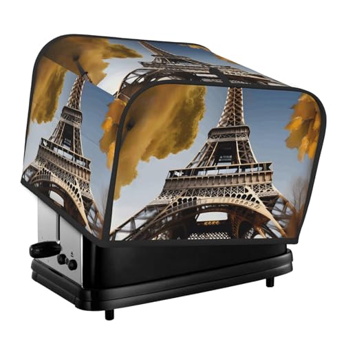 Cityscape Paris Eiffel Tower France Print 4-Slice Toaster Cover Waterproof Kitchen Appliance Protector For Home Dorm Office