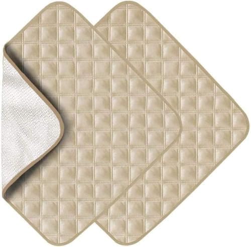 Washable Seat Pad, Absorbent Incontinence Chair Pads, Anti-Slip Reusable Incontinence Protector, Incontinence Pad 2 Pack, Waterproof Seat Protector, for Wheelchair, Sofa, Bed (Beige,56*53cm)