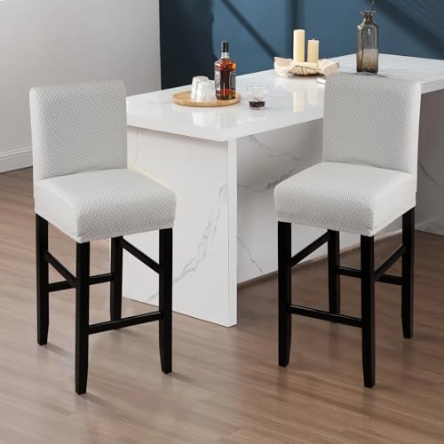 Image of YISUN Waterproof Bar Stool Covers, Stretch Pub Stool Chair Cover Removable Washable Counter Stool Covers Bar Stool Slipcovers for Kitchen, Pub, Dining Room (2 Pack, T-Light Grey)