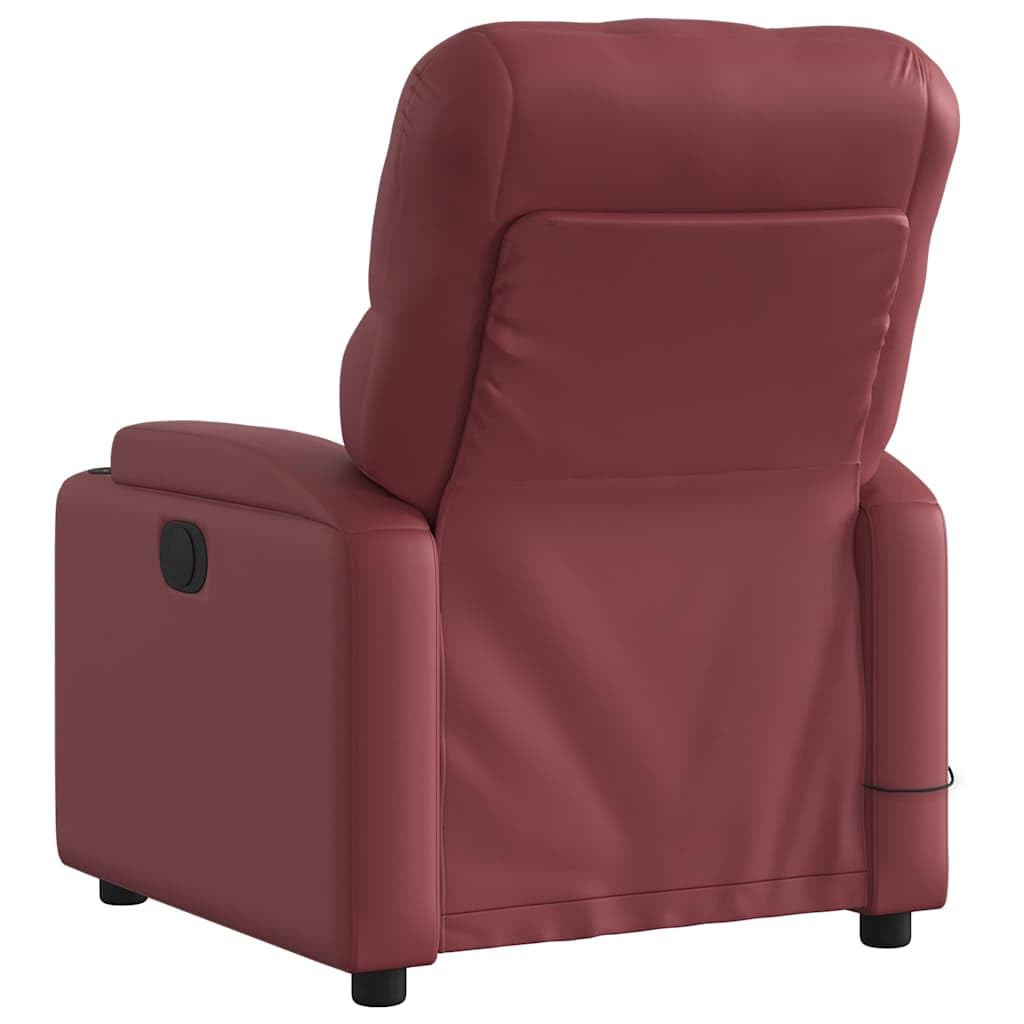 Poltrona massaggiante elettrica vinaccia ecopelle a 6 punti, funzione relax inclinazione 135 gradi, comoda poltrona TV per soggiorno, camera da letto, ufficio, portata 110 kg