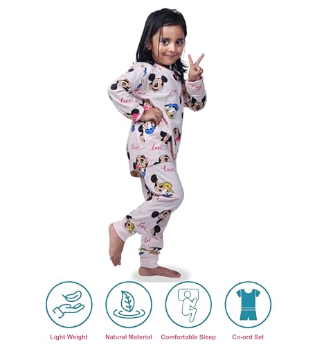 Image of Hestia | H.NSG.N.1 | Kids Girls Nightwear | Sleepwear | Cotton |Trouser Full Sleeves Tshirt | Elastic Waist |Night Dress with Pyjama Tshirts for Girls|All Over Horse Printed |Blue Color 4-6Yrs |Set 1
