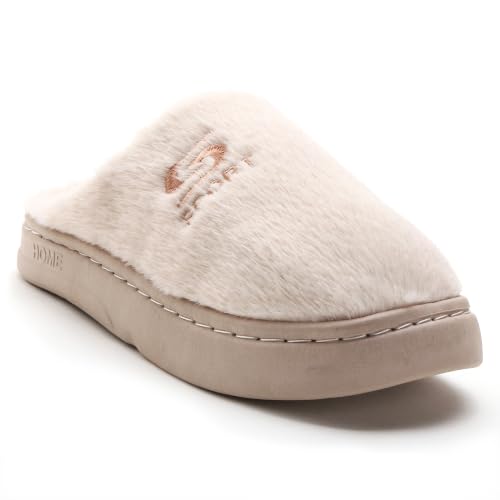 Image of Unisex Winter Flip Flop Slipper for Men and Women Soft Faux Fur Slip On Indoor Home Slides Slipper for Bedroom Sandals