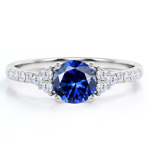 Aihpos 1.0 Carat Gemstone Engagement Rings for Women - Round Gem with Moissanite Women's Engagement Rings White Yellow Rose 10K 14K 18K Gold 925 Sterling Silver Womens Engagement Rings