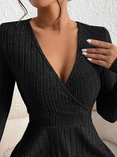 Robe pull col en V pour un style décontracté chic en automne hiver - 7