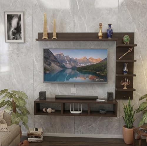 Image of Engineered Wood Wall Mount TV Cabinet, Bearish Brown, 32 inch | Extended, Suits 24 to 32 inches Smart TV, Home Decor
