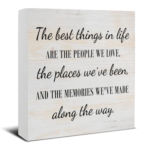 Inspirational Love Sign Decor the Best Things in Life Are the People We Love Wood Block Sign Home Living Room Bedroom Decoration, Gifts for Family Friends Couples Romantic Gift