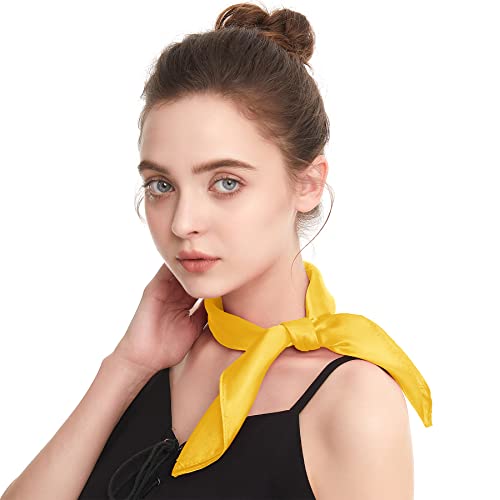 Zando Silk Head Scarf for Women Square Chiffon Scarf for Hair Wrapping Solid Color Retro Scarfs Neck Scarf Purse Scarf4
