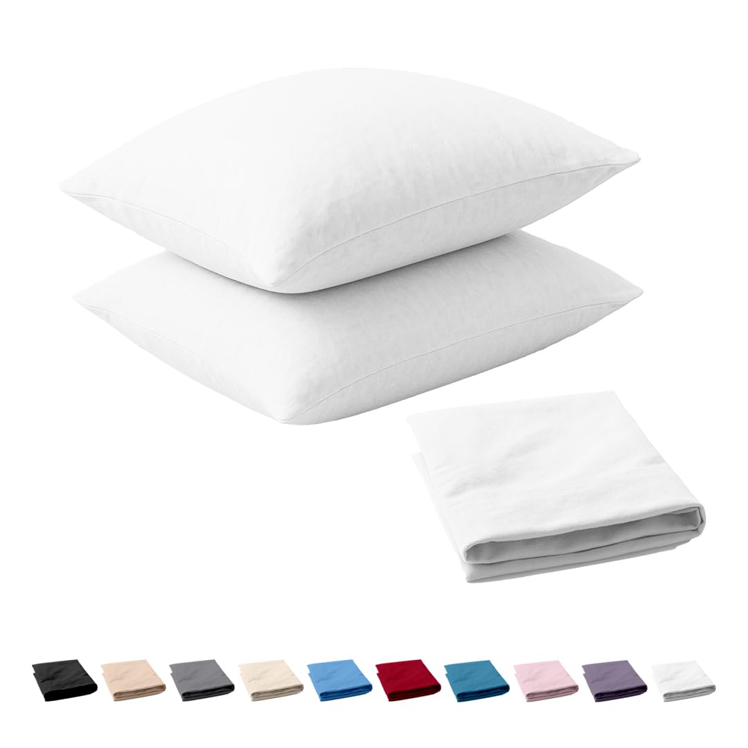 Egypto White 100% Brushed Cotton Thermal Flannelette Sheet Pillowcase Pair,