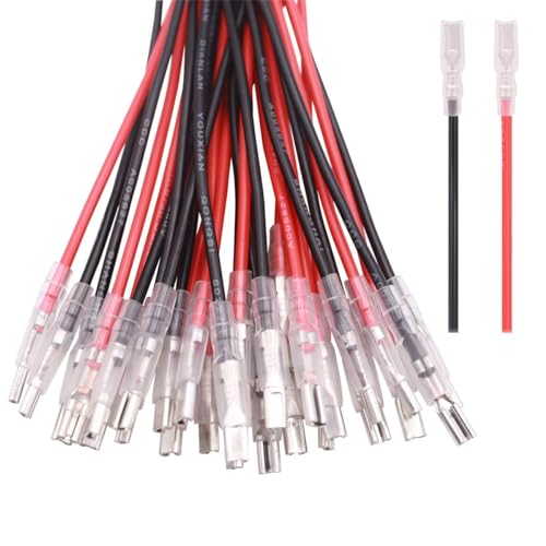 Gebildet 40tlg 2.8mm Flachstecker-Crimpanschlussbuchse mit Isolierhülse und 15cm langem 20AWG Kabel, Rot + Schwarz, Flachstecker-Schnellspleiß-Sortiment-Kit