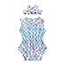 EMAlusher Conjunto de báscula, pelele + cinta para la cabeza, body para bebé, niña, pelele y mono de ballet para niña, azul, 12-18 Meses