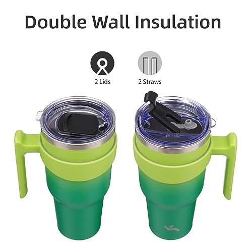 Image of Konokyo 40 oz Tumbler with Handle and Straw, Insulated Travel Mug