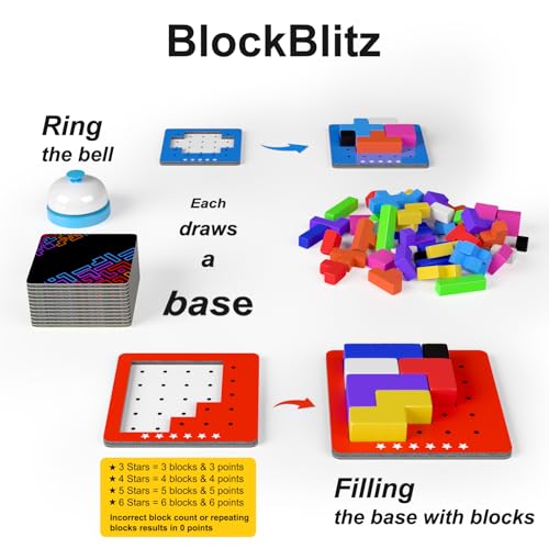 Image of 4-in-1 Family Board Games, 120 Pcs Wooden Multi-Level Montessori Toy Fast 3D Shape Pattern Matching Puzzle Stacking Building Blocks Fun Game for Kids Adults Family Night /Party, 1-6 Players Ages 4+