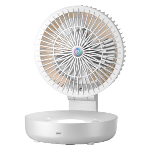Plookyoe Ventilador de pared plegable de carga USB, ventilador pequeño, ultra silencioso, 3 velocidades, ventilador circulador de aire portátil, color blanco
