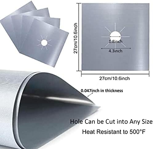 10 Pieces Gas Hob Protectors, Non-Stick Stove Cover Reusable Burner Protector Heat Resistant Stovetop Sheets Easy Clean Gas Hob Covers for Gas Cookers