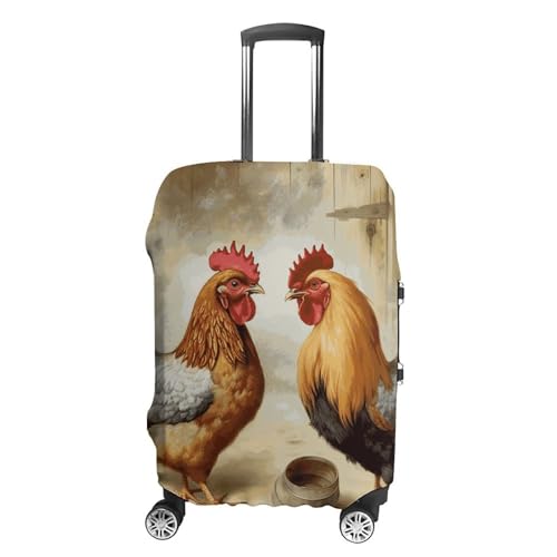 Chicken And Rooster Print Printed Luggage Cover Protector, Fits 18-32 Inch Luggage