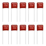 MECCANIXITY 20 Pcs Metallized Polypropylene Film Capacitors, CBB22 400V 224J 0.22UF Capacitors Assortment Kit for Electronics Appliances and Energy Saving Lamps, Red