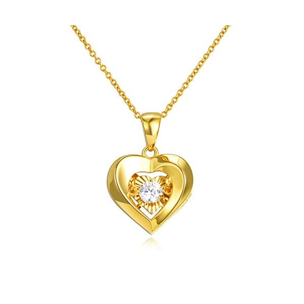 18k Gold Heart Jewelry Necklace for Women, Solid Gold Chain and Pendant Necklace for Her, Anniversary Jewelry Present for Wife, Gifts for Mother,18"