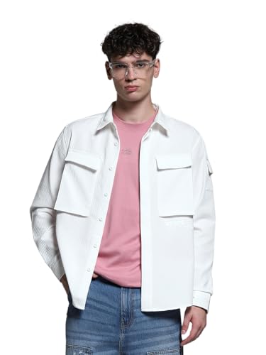 Image of Jack & Jones Men Polyester Opaque Regular Fit Casual Shacket Shirt