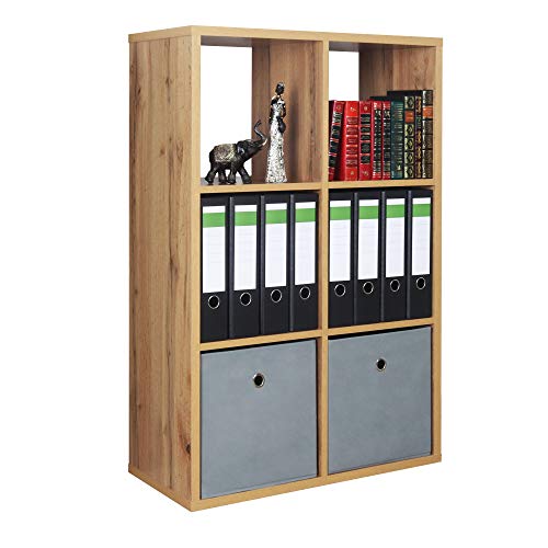 RICOO Estanteria Salon 107 x 73 x 33 cm WM079-EW Estante librería de Suelo Roble marrón Wotan